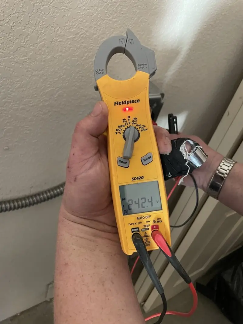 Voltage testing with clamp meter during Generator Installation in Crown Point